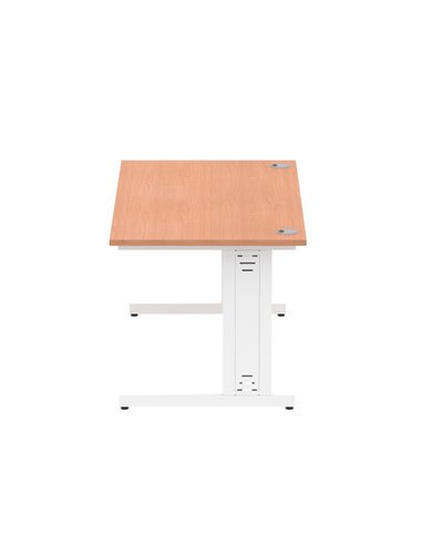 Dynamic Impulse 1600 x 800mm Straight Office Desk Beech Top White Cable Managed Leg MI001756