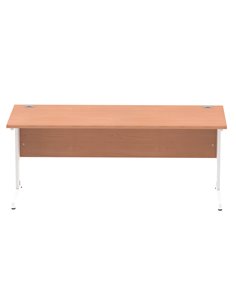 Dynamic Impulse 1800 x 800mm Straight Office Desk Beech Top White Cable Managed Leg MI001757 2