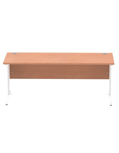 Dynamic Impulse 1800 x 800mm Straight Office Desk Beech Top White Cable Managed Leg MI001757