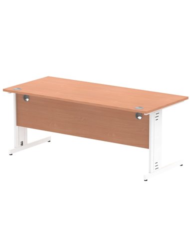 Dynamic Impulse 1800 x 800mm Straight Office Desk Beech Top White Cable Managed Leg MI001757