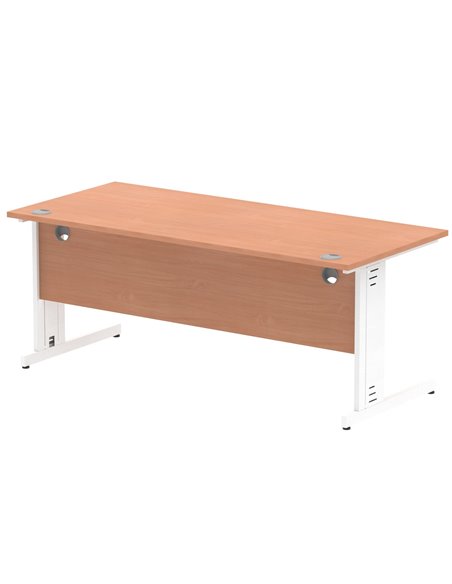 Dynamic Impulse 1800 x 800mm Straight Office Desk Beech Top White Cable Managed Leg MI001757 - pic 76500 | FastDaddyshop