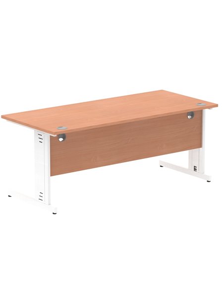 Dynamic Impulse 1800 x 800mm Straight Office Desk Beech Top White Cable Managed Leg MI001757 - pic 76502 | FastDaddyshop