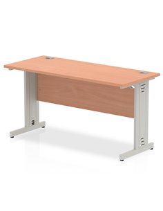 Dynamic Impulse 1400 x 600mm Straight Office Desk Beech Top Silver Cable Managed Leg MI001760