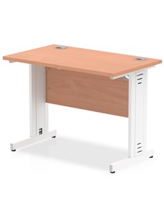 Dynamic Impulse 1000 x 600mm Straight Office Desk Beech Top White Cable Managed Leg MI001763
