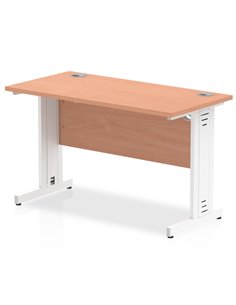 Dynamic Impulse 1200 x 600mm Straight Office Desk Beech Top White Cable Managed Leg MI001764
