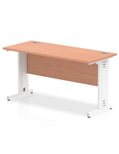 Dynamic Impulse 1400 x 600mm Straight Office Desk Beech Top White Cable Managed Leg MI001765