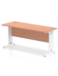 Dynamic Impulse 1600 x 600mm Straight Office Desk Beech Top White Cable Managed Leg MI001766