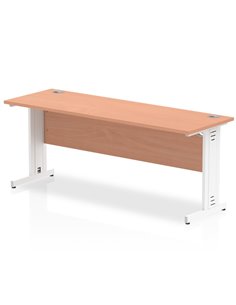 Dynamic Impulse 1800 x 600mm Straight Office Desk Beech Top White Cable Managed Leg MI001767