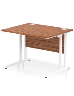 Dynamic Impulse 1000 x 800mm Straight Office Desk Walnut Top White Cantilever Leg MI001904