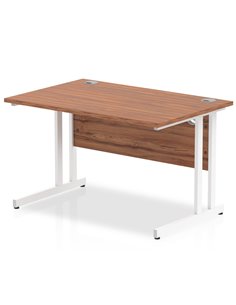 Dynamic Impulse 1200 x 800mm Straight Office Desk Walnut Top White Cantilever Leg MI001905