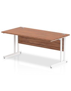 Dynamic Impulse 1600 x 800mm Straight Office Desk Walnut Top White Cantilever Leg MI001907