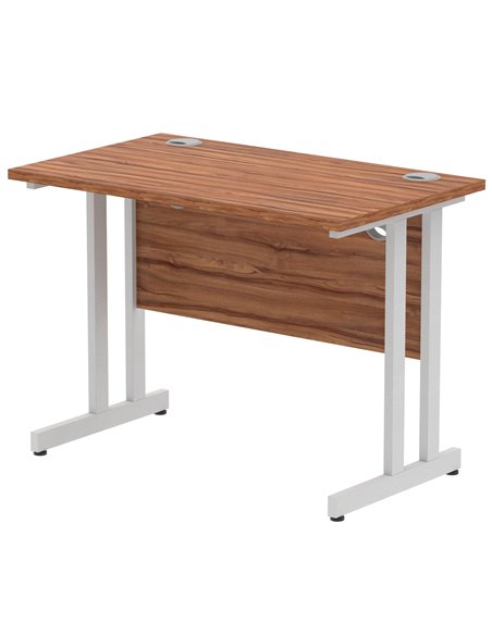 Dynamic Impulse 1000 x 600mm Straight Office Desk Walnut Top Silver Cantilever Leg MI001909 - pic 76527 | FastDaddyshop