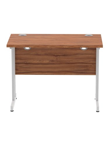 Dynamic Impulse 1000 x 600mm Straight Office Desk Walnut Top Silver Cantilever Leg MI001909