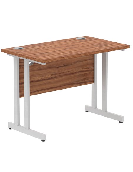 Dynamic Impulse 1000 x 600mm Straight Office Desk Walnut Top Silver Cantilever Leg MI001909 - pic 76529 | FastDaddyshop
