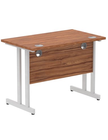 Dynamic Impulse 1000 x 600mm Straight Office Desk Walnut Top Silver Cantilever Leg MI001909