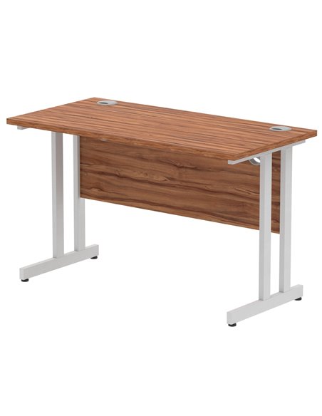 Dynamic Impulse 1200 x 600mm Straight Office Desk Walnut Top Silver Cantilever Leg MI001910 - pic 76535 | FastDaddyshop