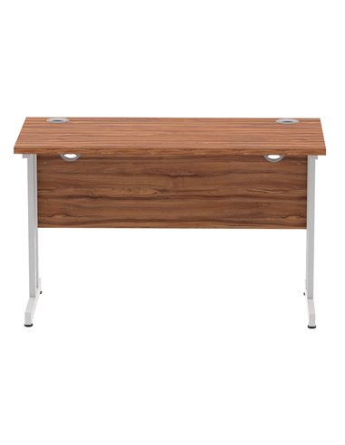 Dynamic Impulse 1200 x 600mm Straight Office Desk Walnut Top Silver Cantilever Leg MI001910