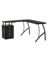 Homcom L-Shaped Computer Desk Table with Storage Drawer, Black