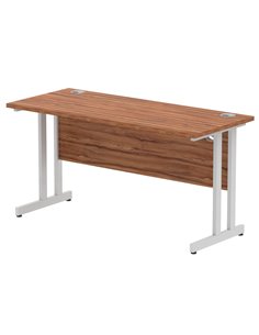 Dynamic Impulse 1400 x 600mm Straight Office Desk Walnut Top Silver Cantilever Leg MI001911