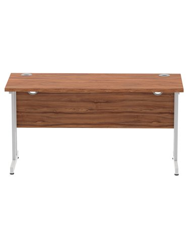 Dynamic Impulse 1400 x 600mm Straight Office Desk Walnut Top Silver Cantilever Leg MI001911