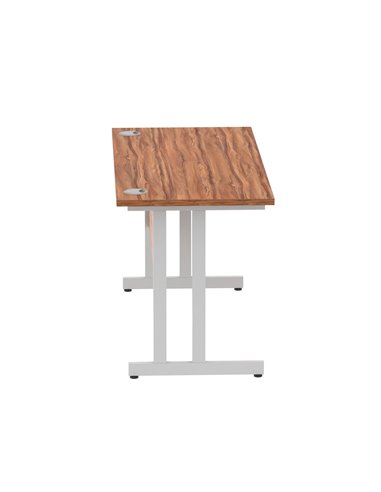Dynamic Impulse 1400 x 600mm Straight Office Desk Walnut Top Silver Cantilever Leg MI001911