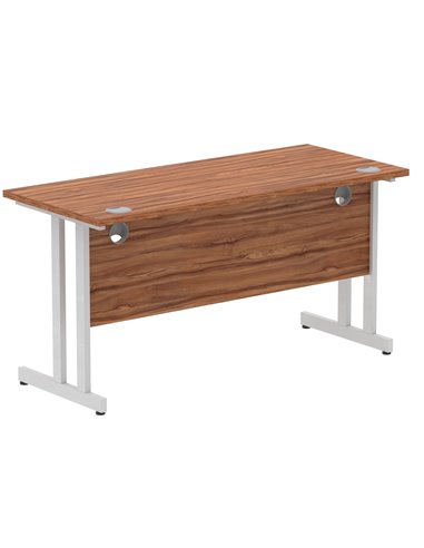 Dynamic Impulse 1400 x 600mm Straight Office Desk Walnut Top Silver Cantilever Leg MI001911