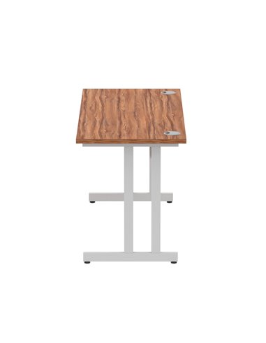 Dynamic Impulse 1400 x 600mm Straight Office Desk Walnut Top Silver Cantilever Leg MI001911