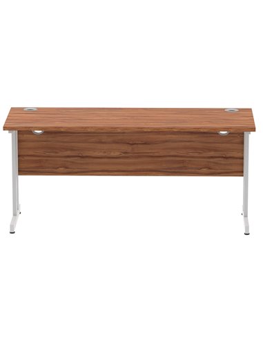 Dynamic Impulse 1600 x 600mm Straight Office Desk Walnut Top Silver Cantilever Leg MI001912