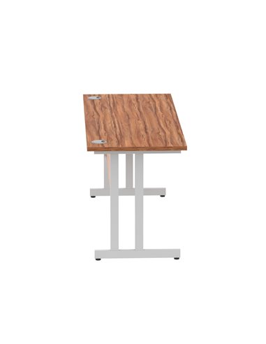 Dynamic Impulse 1600 x 600mm Straight Office Desk Walnut Top Silver Cantilever Leg MI001912