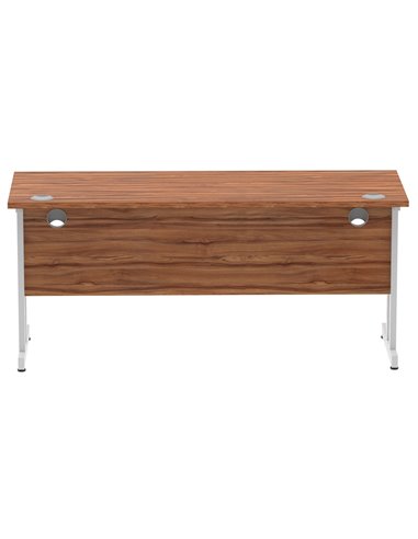Dynamic Impulse 1600 x 600mm Straight Office Desk Walnut Top Silver Cantilever Leg MI001912