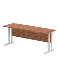 Dynamic Impulse 1800 x 600mm Straight Office Desk Walnut Top Silver Cantilever Leg MI001913