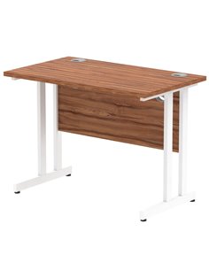 Dynamic Impulse 1000 x 600mm Straight Office Desk Walnut Top White Cantilever Leg MI001914
