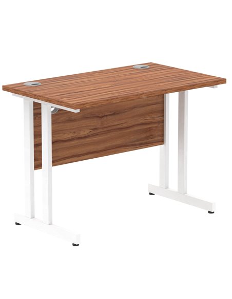 Dynamic Impulse 1000 x 600mm Straight Office Desk Walnut Top White Cantilever Leg MI001914 - pic 76569 | FastDaddyshop