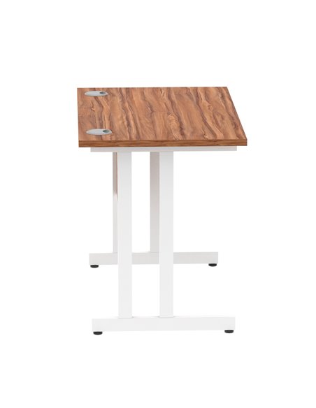 Dynamic Impulse 1000 x 600mm Straight Office Desk Walnut Top White Cantilever Leg MI001914 - pic 76570 | FastDaddyshop