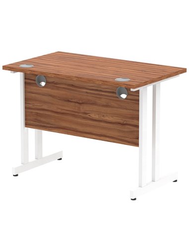 Dynamic Impulse 1000 x 600mm Straight Office Desk Walnut Top White Cantilever Leg MI001914