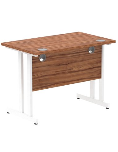 Dynamic Impulse 1000 x 600mm Straight Office Desk Walnut Top White Cantilever Leg MI001914