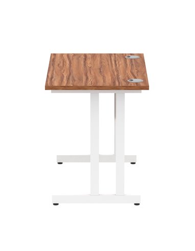 Dynamic Impulse 1000 x 600mm Straight Office Desk Walnut Top White Cantilever Leg MI001914