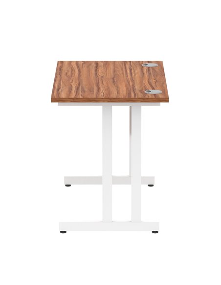 Dynamic Impulse 1000 x 600mm Straight Office Desk Walnut Top White Cantilever Leg MI001914 - pic 76574 | FastDaddyshop
