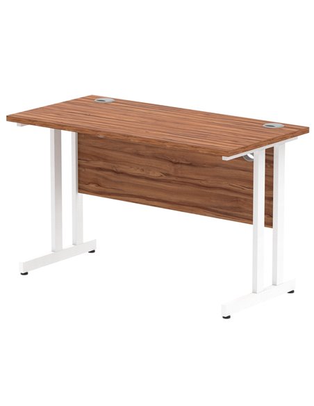 Dynamic Impulse 1200 x 600mm Straight Office Desk Walnut Top White Cantilever Leg MI001915 - pic 76575 | FastDaddyshop