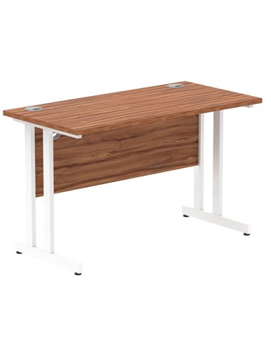 Dynamic Impulse 1200 x 600mm Straight Office Desk Walnut Top White Cantilever Leg MI001915