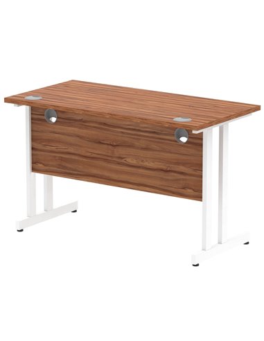 Dynamic Impulse 1200 x 600mm Straight Office Desk Walnut Top White Cantilever Leg MI001915