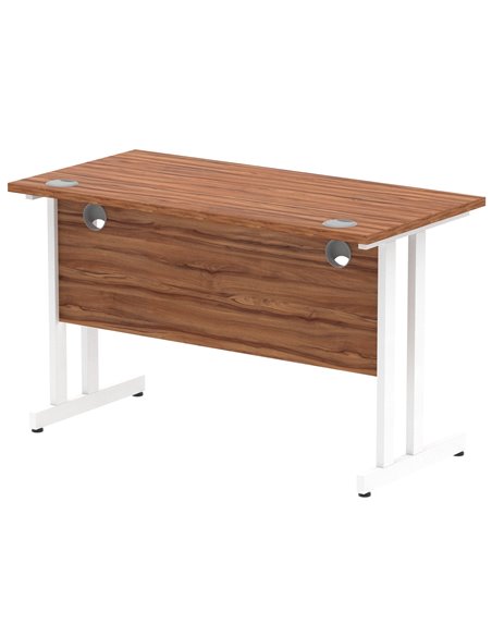 Dynamic Impulse 1200 x 600mm Straight Office Desk Walnut Top White Cantilever Leg MI001915 - pic 76579 | FastDaddyshop