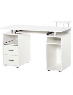 Homcom Computer Desk with Keyboard Tray, CPU Shelf, Drawers, Sliding Scanner Shelf, White