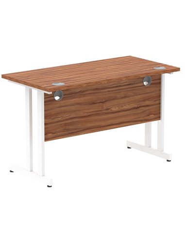 Dynamic Impulse 1200 x 600mm Straight Office Desk Walnut Top White Cantilever Leg MI001915