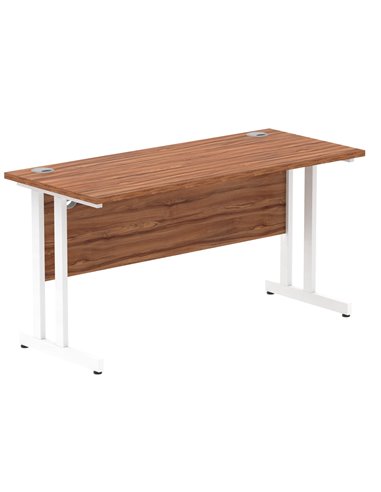 Dynamic Impulse 1400 x 600mm Straight Office Desk Walnut Top White Cantilever Leg MI001916