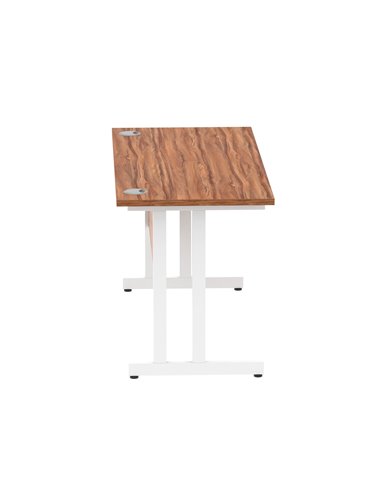 Dynamic Impulse 1400 x 600mm Straight Office Desk Walnut Top White Cantilever Leg MI001916