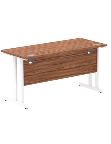 Dynamic Impulse 1400 x 600mm Straight Office Desk Walnut Top White Cantilever Leg MI001916