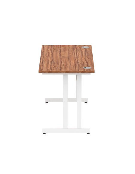 Dynamic Impulse 1400 x 600mm Straight Office Desk Walnut Top White Cantilever Leg MI001916 - pic 76590 | FastDaddyshop