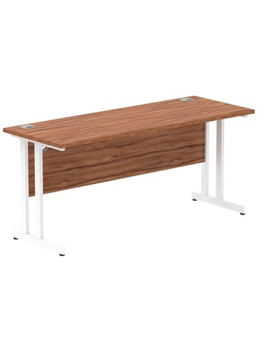 Dynamic Impulse 1600 x 600mm Straight Office Desk Walnut Top White Cantilever Leg MI001917