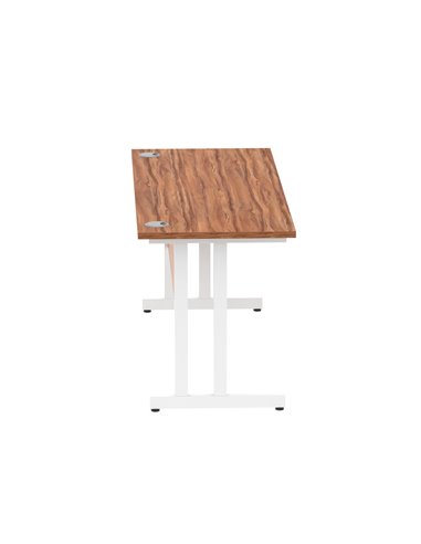 Dynamic Impulse 1600 x 600mm Straight Office Desk Walnut Top White Cantilever Leg MI001917